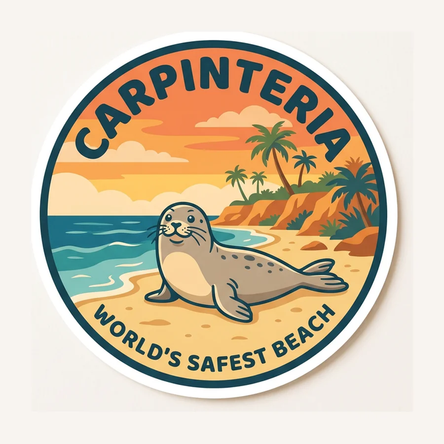 Carpinteria harbor seal die-cut sticker