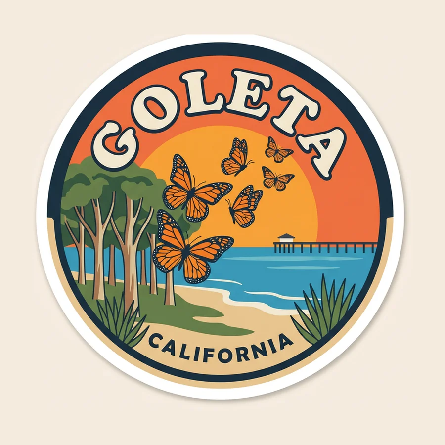 Goleta monarch butterfly grove die-cut sticker