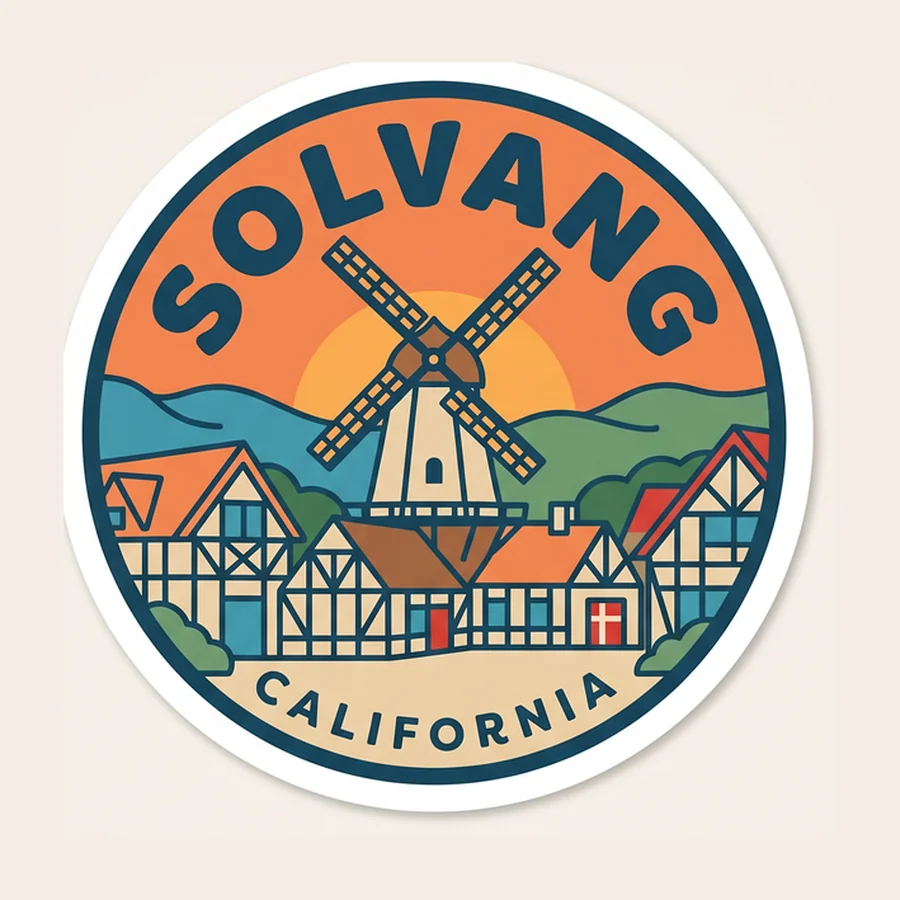 Solvang Danish windmill die-cut sticker